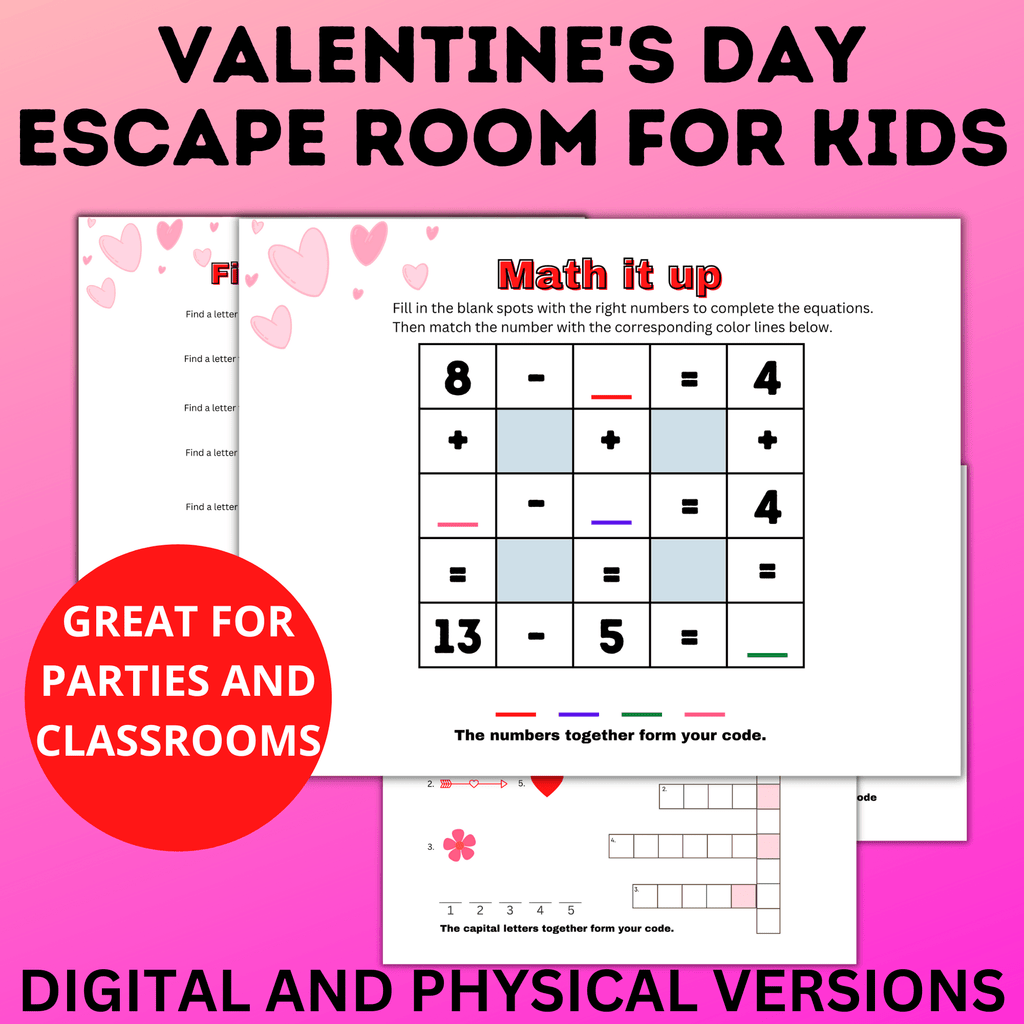 Valentine's Day Escape Room for Kids | Kids Games | Classroom Games | Party Games | Digital Escape Room | Classroom Party | Family Games