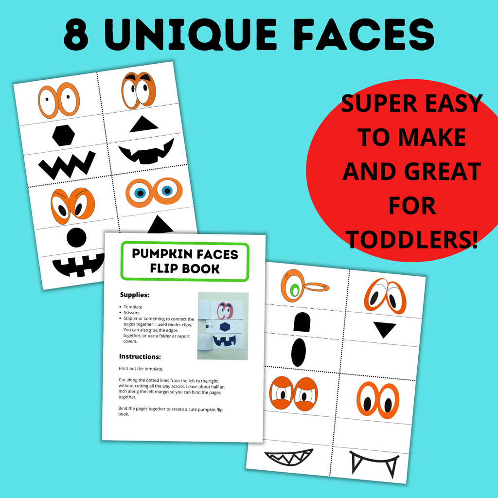 Pumpkin Face Flip Book for Kids and Toddlers for Halloween