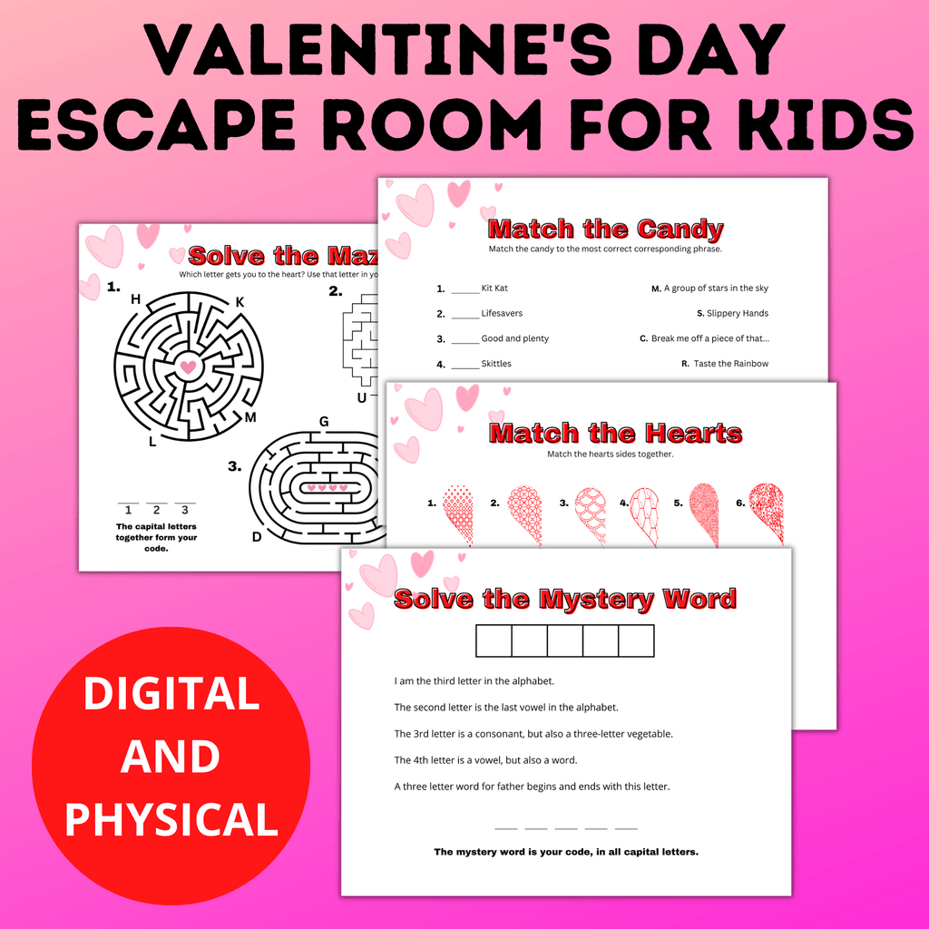 Valentine's Day Escape Room for Kids | Kids Games | Classroom Games | Party Games | Digital Escape Room | Classroom Party | Family Games