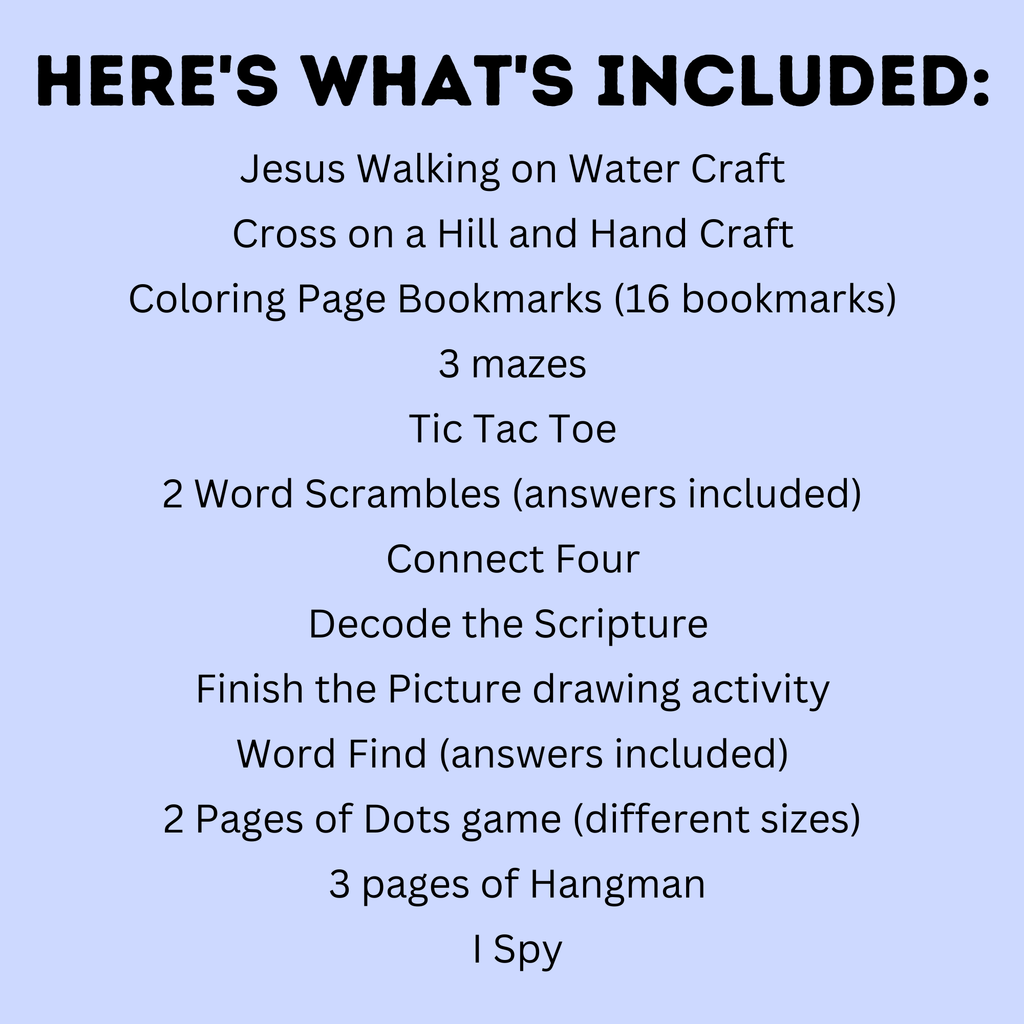 Sunday School Activity Fun Pack | Sunday School Printables | Church Activities